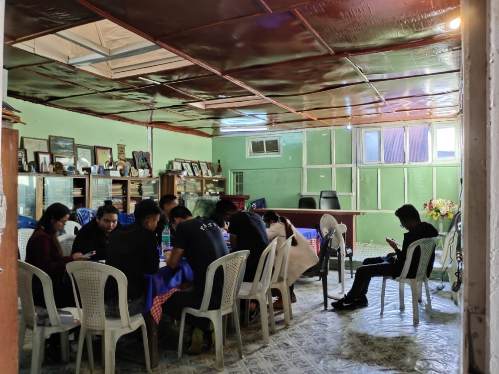 Members of ANCSU’ digital monitoring team during the first day of its indefinite ‘digital protest’ in Kohima on October 12. (Morung Photo)